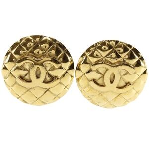 CHANEL Gold Logo Earrings
